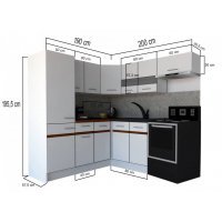 Bucatarie de Colt GENA NEW 10 ST. 190-200, Fara Corp de Cuptor, Wenge / Stejar Sonoma